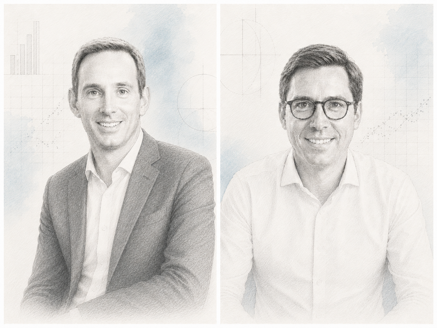 Franck Béon et Marc Rousseau — portraits au crayon